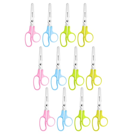 Westcott Value Kids Scissors, Blunt, 5in, Assorted Colors, PK12 42516